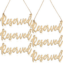 Rustic Unfinished Wooden Reserved Sign with Jute Rope, Laser Cut – Compatible with Church Pews, Chairs & Restaurants