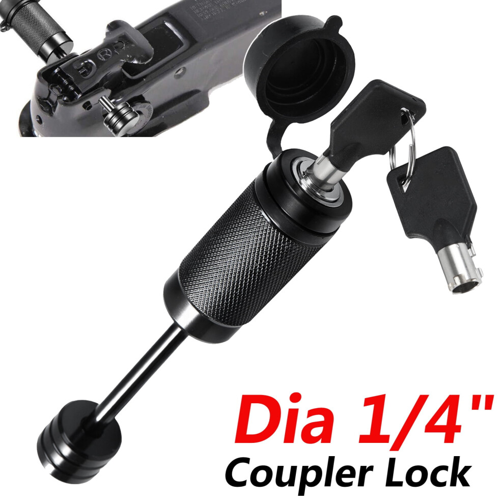 Trailer Tongue Hitch Coupler Lock 1/4'' Dia 2-1/2'' Span For Latch-Type Coupler Black 9489952738284