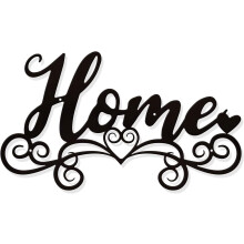 1pc Metal Home Sign Decor Wall Art 10x11.5 Home with Swirl Metal Wall Decor Black Scroll Wall Hanging Decor