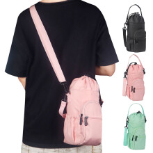 Water Bottle Carrier with Shoulder Strap Zippered Pocket Design Wear Resistant Flask Water Bottle Holder Sling Bag