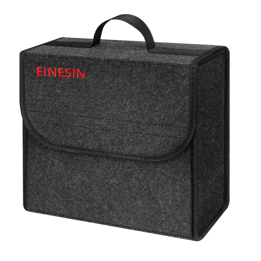 Einesin Car Boot Organiser Bag Anti Slip Foldable, Car Boot Tidy For Tools Breakdown Emergency Travel Tidy Van Caravan - Carpet Material - Dark/Grey 5051224102259