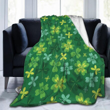 Soft Flannel Fleece Blanket, Compatible with St. Patrick’s Day – Green Lucky Shamrocks, 80"x60", Lightweight Throw for Bed/Couch/Camping