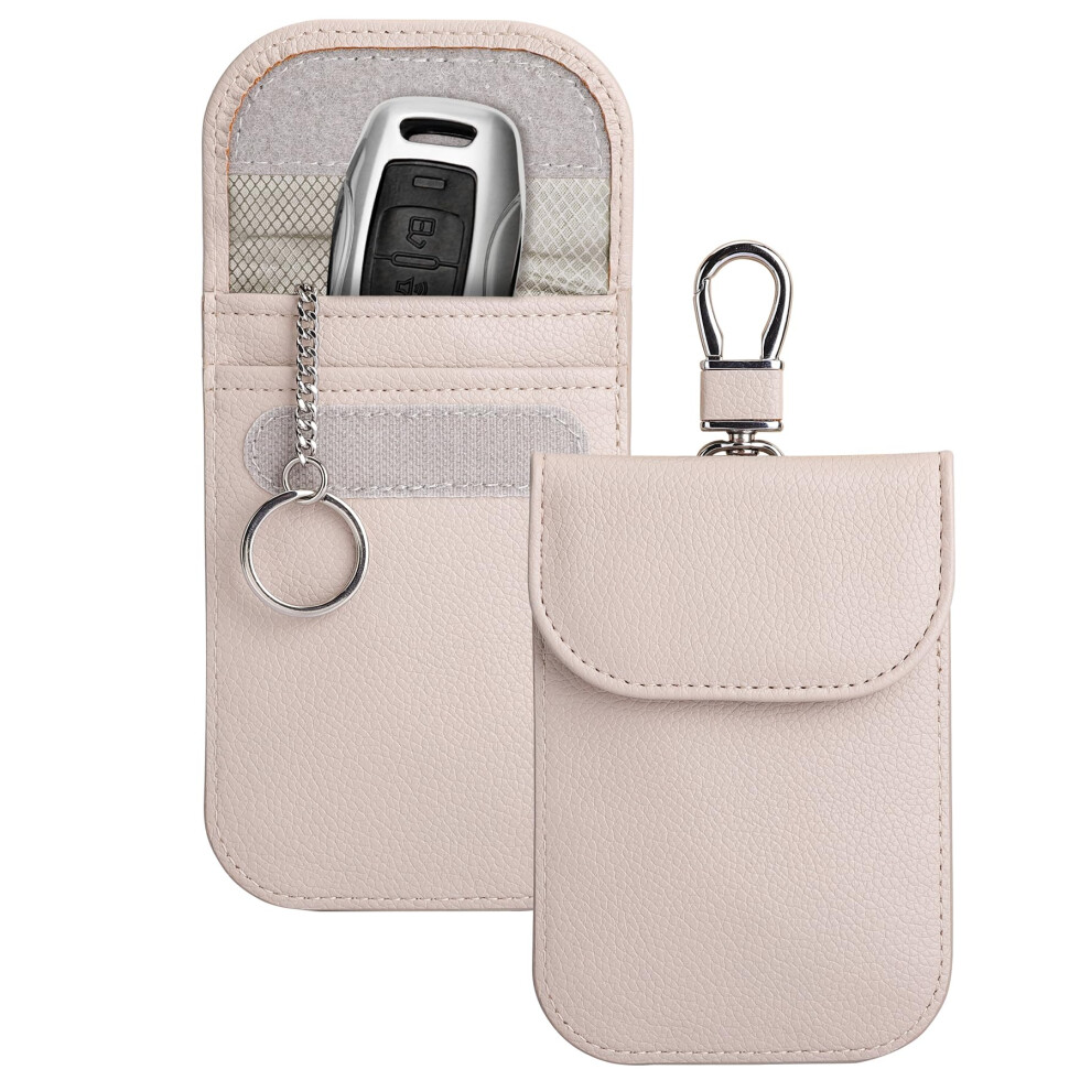 Teskyer 2 Pack Faraday Pouch For Car Keys, Keyless Car Key Signal Blocker Pouch, Rfid Key Pouch, Beige 5051224102167