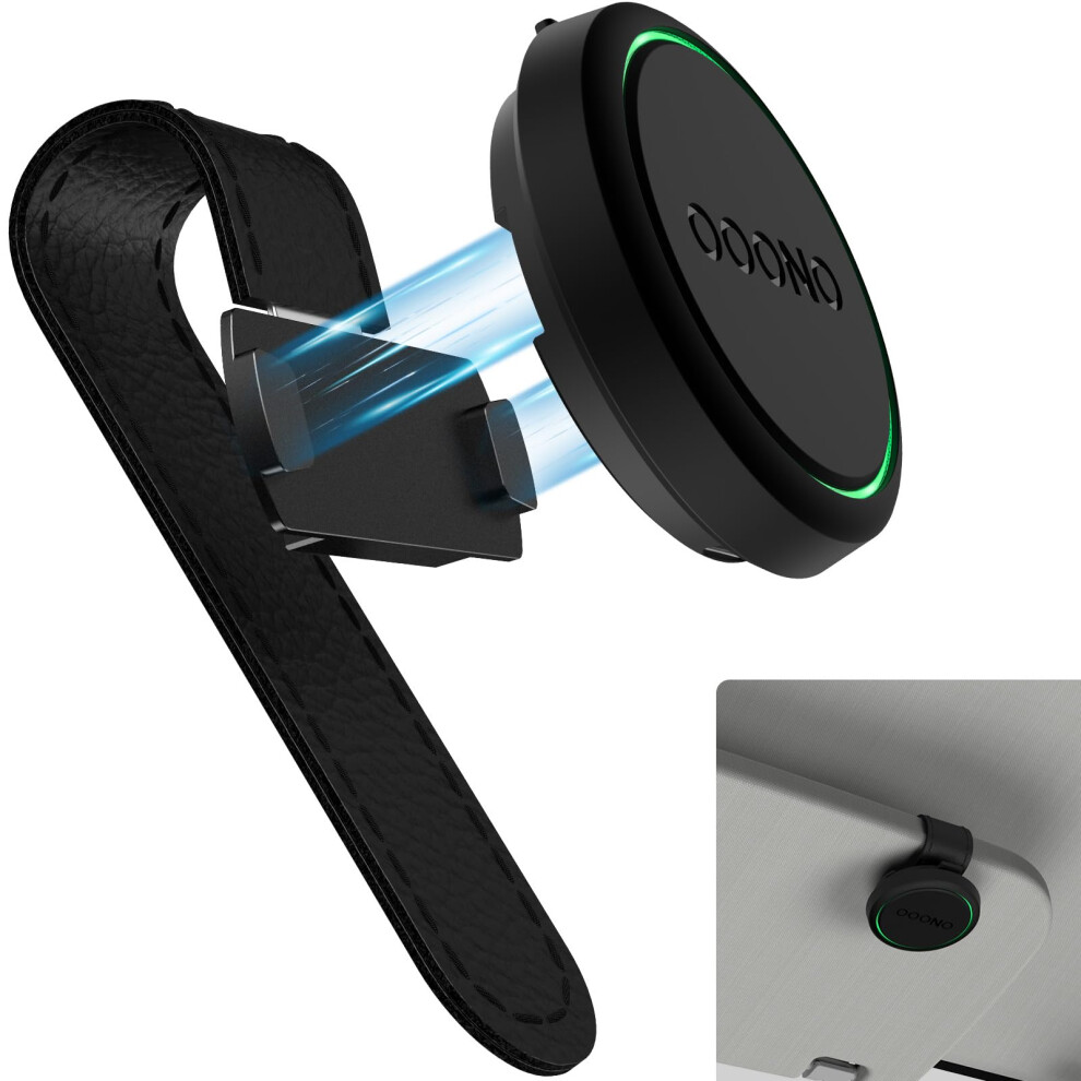 Supmega Magnetic Car Sun Visor Holder For Ooono Co-Driver No2 [New Model 2024], Leather Sun Visor Mount With Built-In Magnets Compatible With Ooono 5051226157356