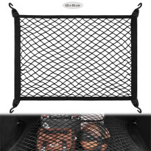 Zocipro Cargo Net, Adjustable Elastic Car Boot Mesh 60x40cm, Single-layer Luggage Fixed Organizer With 4 Hooks, Universal Nylon for Vehicle Van SUV