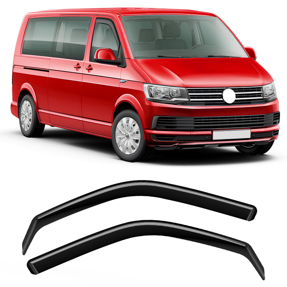 Gearcell Wind Deflectors, Rain Guards Window Visor Compatible With Vw For Volkswagen Transporter T5/T6 2003-2024 Van 2Pc, In-Channel Side Shatterproof 5051224103348