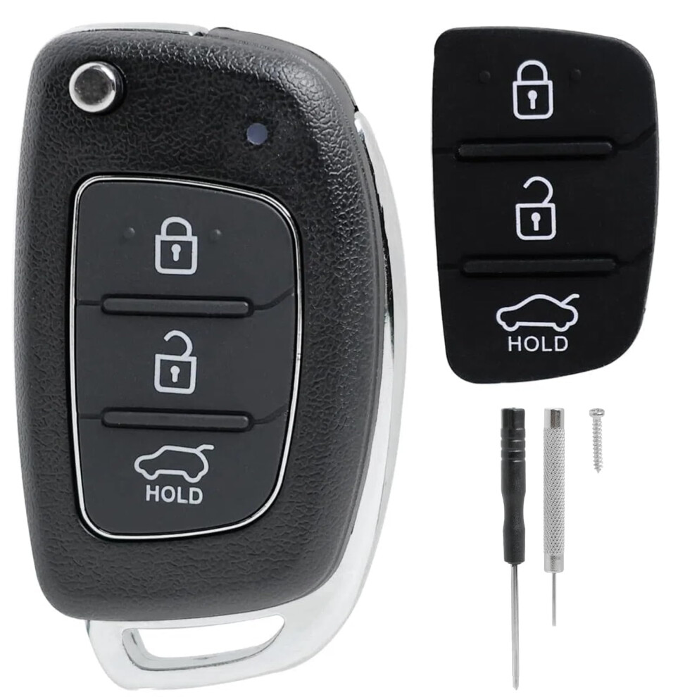 3 Buttons Car Key Fob Case Compatible With Hyundai I10 I20 I30 I40 Ix20 Ix30 Ix35 Ix45 Ix55 Tucson Santa Fe Elantra Accent Remote Car Key Case Shell 5051226188183