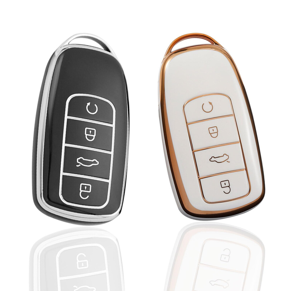 Key Fob Holder For Jaecoo 7, 2Pcs Key Cover For Omoda, Car Key Cover, Car Key Holder, Car Key Fob Cover, Soft Tpu 360 Degree All Round Package Car Key White/Black 5051224106981