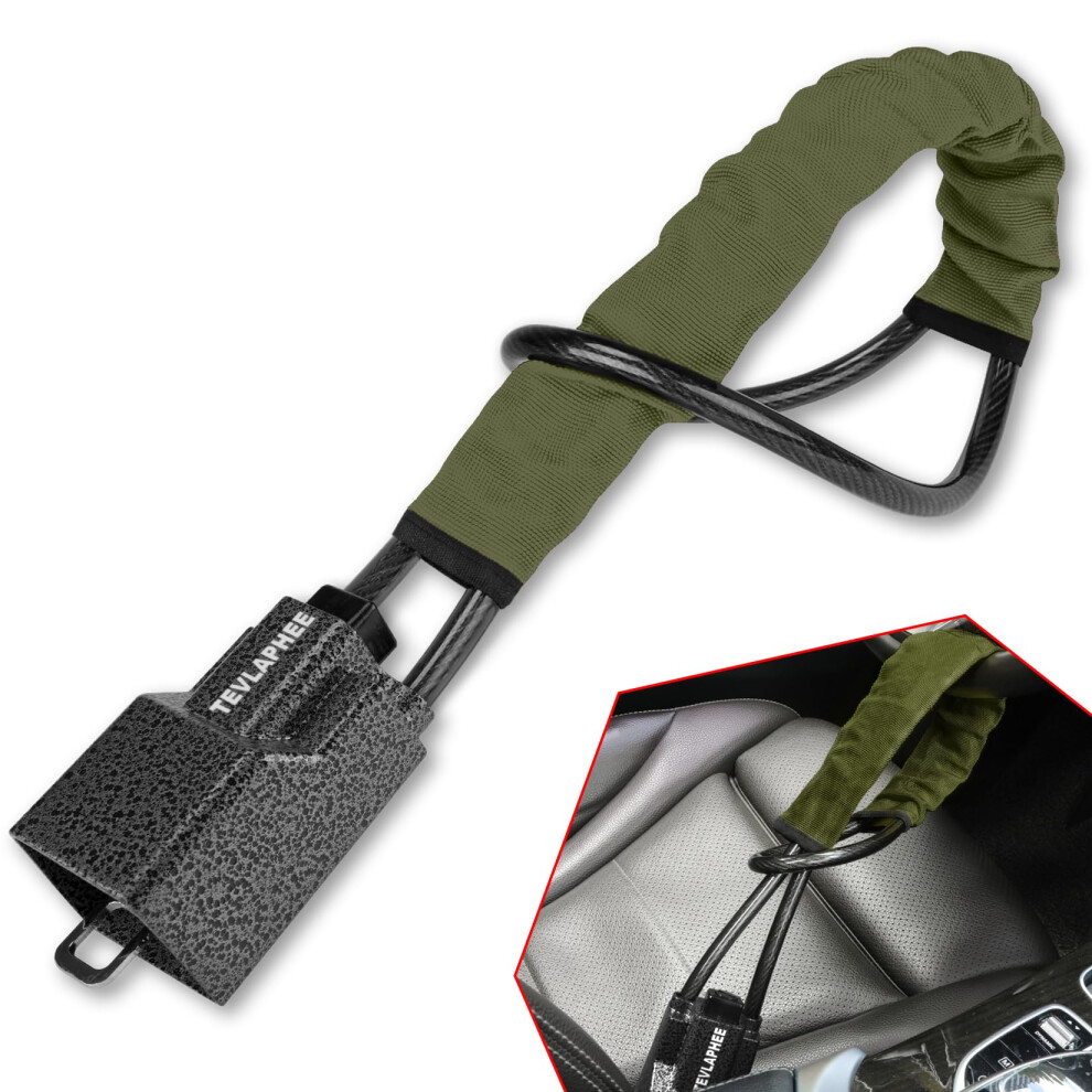 Tevlaphee Upgraded Steering Wheel Lock, Seat Belt Lock, Metal Head, High Visibility Car Lock Anti-Theft Device, Heavy Duty, Universal Fit For Car, 5051226132704