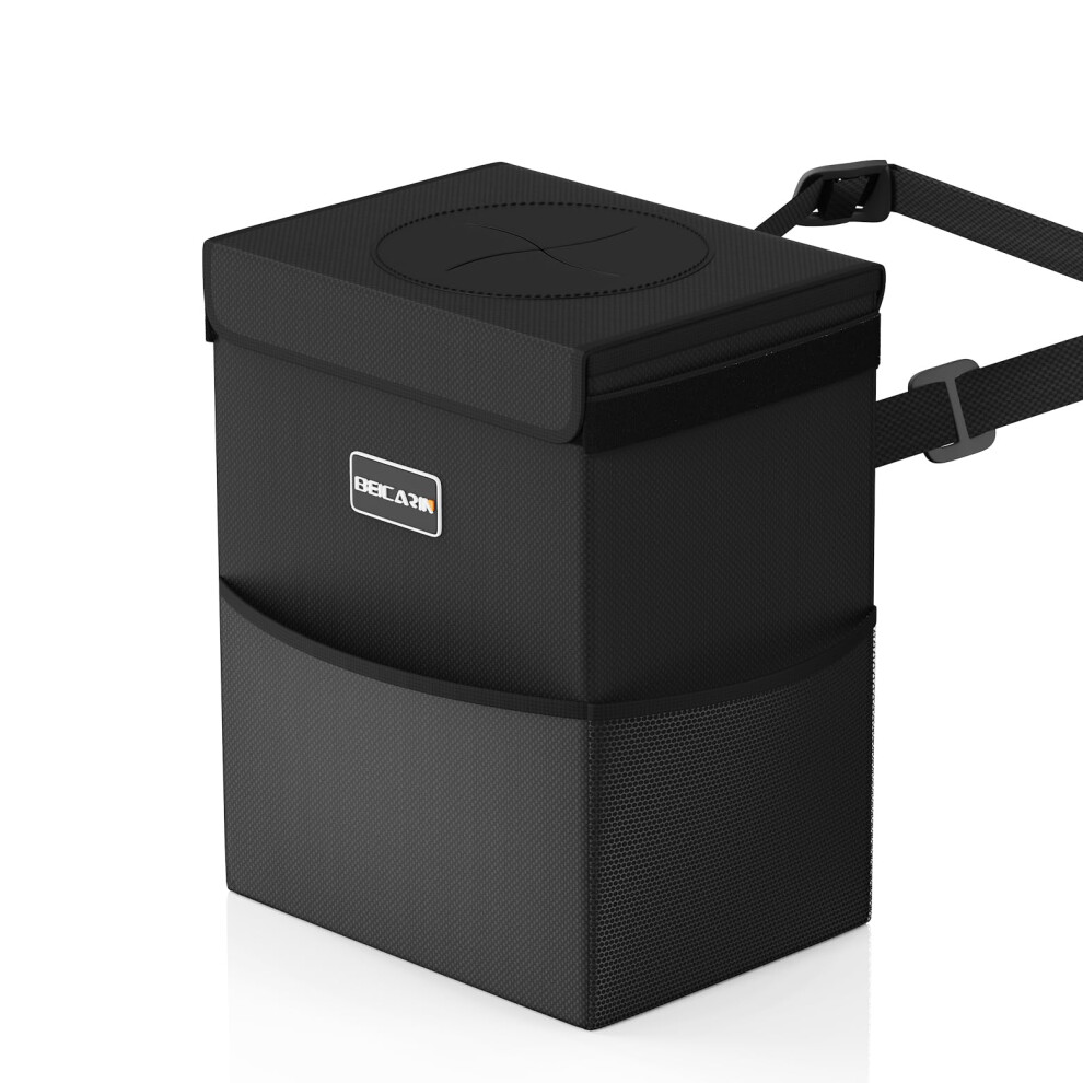 Car Bin Trash Can With Lid - Car Trash Bag Hanging With Storage Pockets Leak-Proof Car Organizer Collapsible And Portable Waterproof Car Garbage Bin, 5051226152658