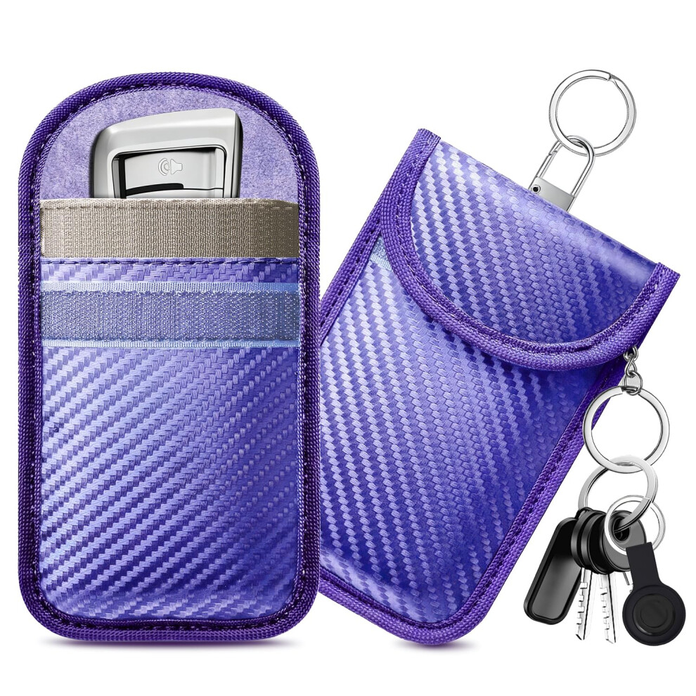 Caslord Faraday Pouch For Car Keys, Pack Of 2 Anti-Theft Rfid Key Fob Protection Bag With 4 Pack Key Rings For Car Security, Keyless Entry Car Keys 5051224104475