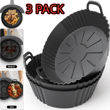 3-Pack Silicone Air Fryer Liners for 4–5.3QT Baskets, Reusable Baking Tray Pots – Compatible with Air Fryer Oven