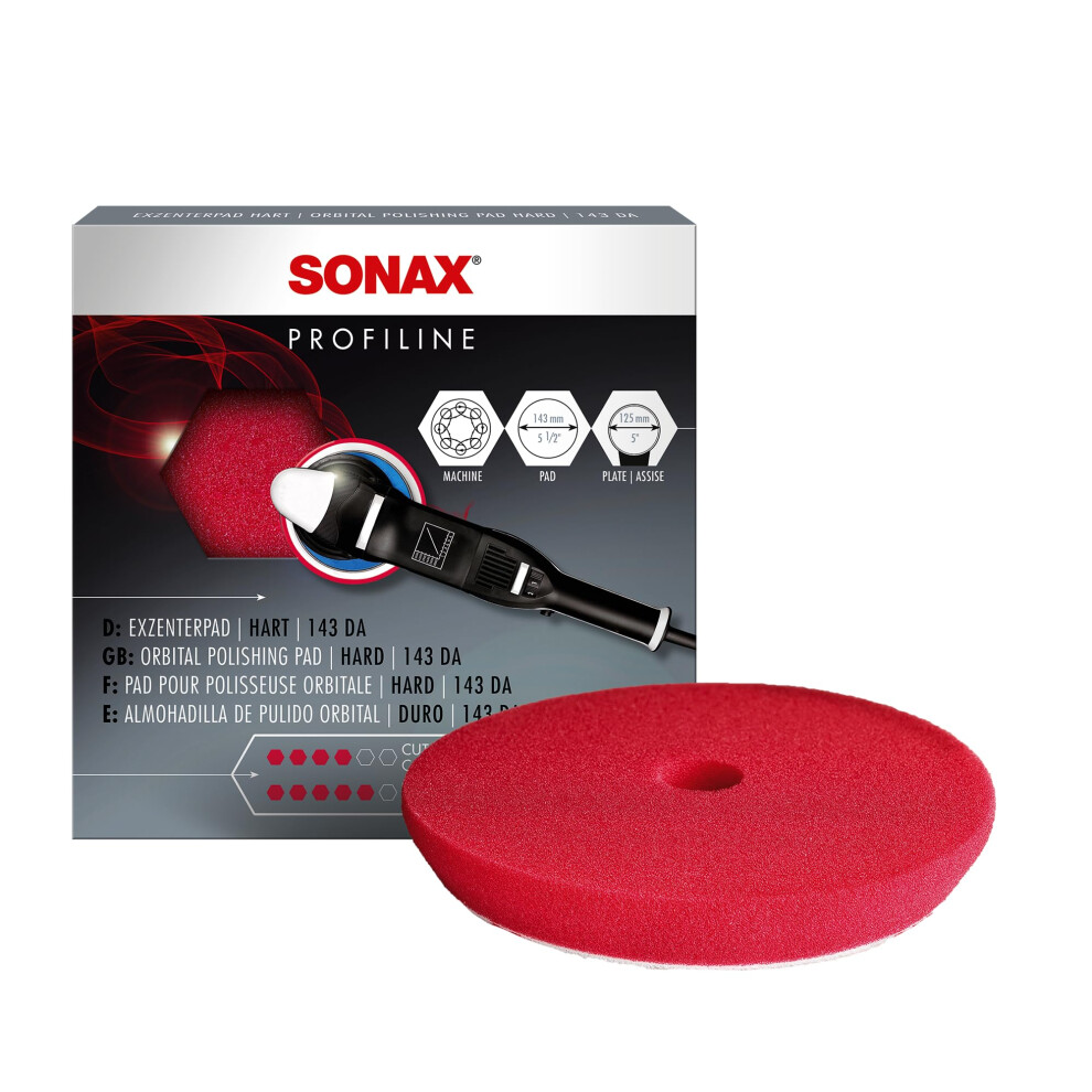 Sonax 493400-544 Hard/High Density Polishing Sponge, 14.3 Cm Red 5051226249815