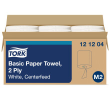 Tork Advanced 121204 Soft Centerfeed Hand Towel, 2-Ply, 7.6" Width x 11.8" Length, White (Case of 6 Rolls, 600 per Roll, 3,600 Towels) For use with