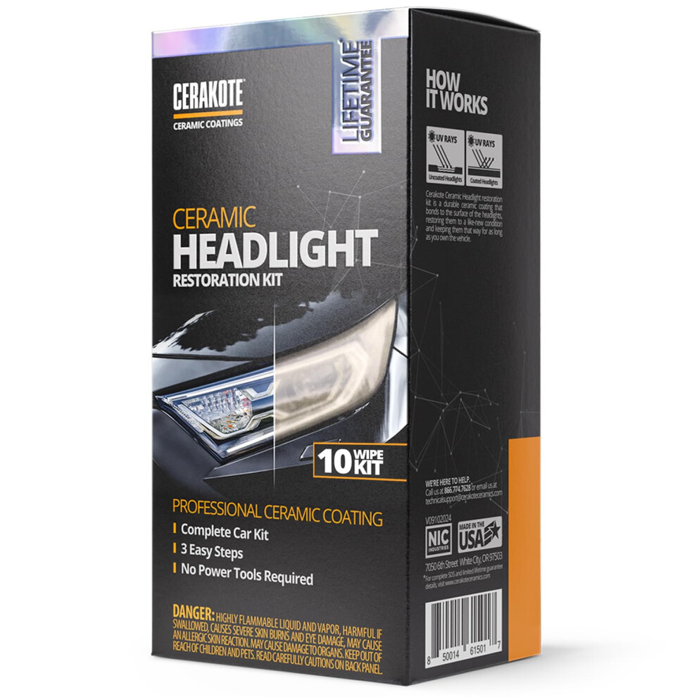 Cerakote? Ceramic Headlight Restoration Kit ? Guaranteed To Last As Long As You Own Your Vehicle ? Brings Headlights Back To Like New Condition - 3 5051226232213