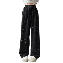 Kids Hiking Pants Straight Leg Elastic Streetwear Back To School Clothes Girls Wide Leg Jeans Activewear (2, 8-9 Years)