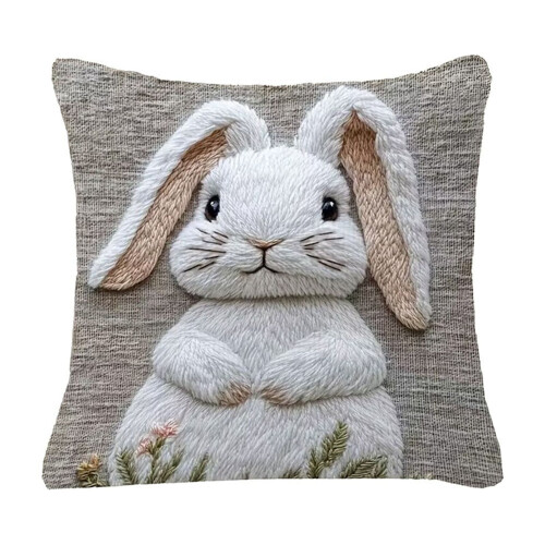 White Rabbit Printed Lumbar Pillow with Removable Washable