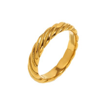 Women's Stainless Steel Gold Plated Twisted Plait Stackable Ring Gold Size 7