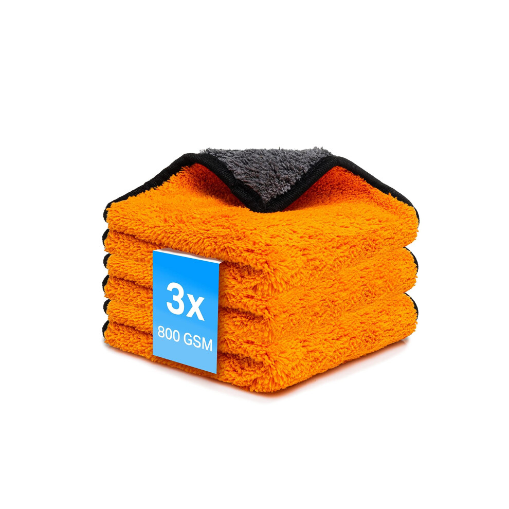 Microfibre Cloths Car Pack Of 3 800 Gsm Polishing Towel Car Care And Household Microfibre Drying Cloth Absorbent And Gentle Soft Polishing - 30 X 30 5051224112272