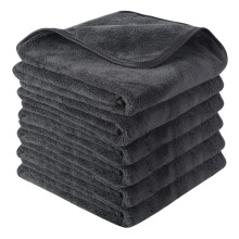 SINLAND Microfiber Car Drying Towels Ultra Absorbent Car wash Cleaning Auto Detailing Towels 380gsm 16inch x 24inch 6Pack Grey