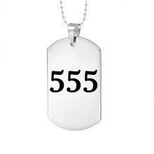 Angel Number 555 Necklace Stainless Steel Dog Tag Pendant