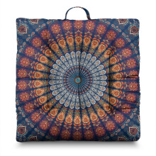 Boho Style Dutch Velvet Floor Pillow 22in, Square Meditation Cushion for Floor Yoga and Calm Living