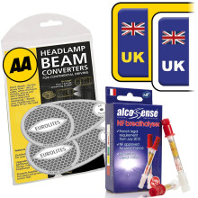 European Travel Kit inc NF Breathalysers + UK Stickers + AA Eurolites Headlight Deflectors for Europe | Car & Motorhome Parts for Car Trips in France,