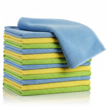 Glart Lint-Free Microfiber Car Cleaning Cloths, Soft, Absorbent and Gentle on Paint, 40 x 40 cm - Blue, Green, Yellow (Pack of 15)