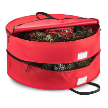 Torba do przechowywania świątecznych wieńców, 30 cali – Fits2Wreaths, tkanina Oxford 600D, przegroda wewnętrzna, wytrzymałe uchwyty (czerwona)