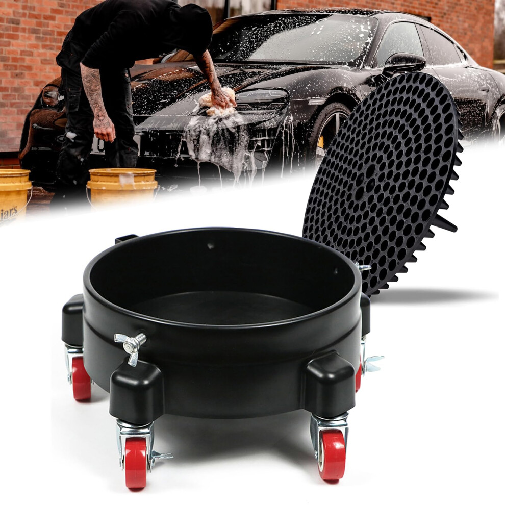 Ytcykj 5 Gallon Bucket Dolly With Bucket Insert, Professional Car Wash Bucket Dolly With 5 Wheels And 2 Locking Casters For Car Washing, Detailing, 5051224108978