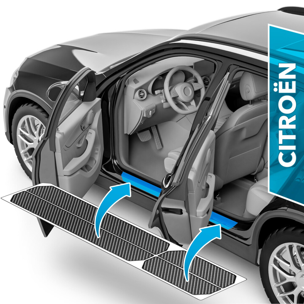 Uprotect Car Door Sill Protectors For Citro?N C1 2 (Ii) I 2014-2022 - Paint Protection Film For Car Kick Plates Panel Covers Carbon 5051226222184
