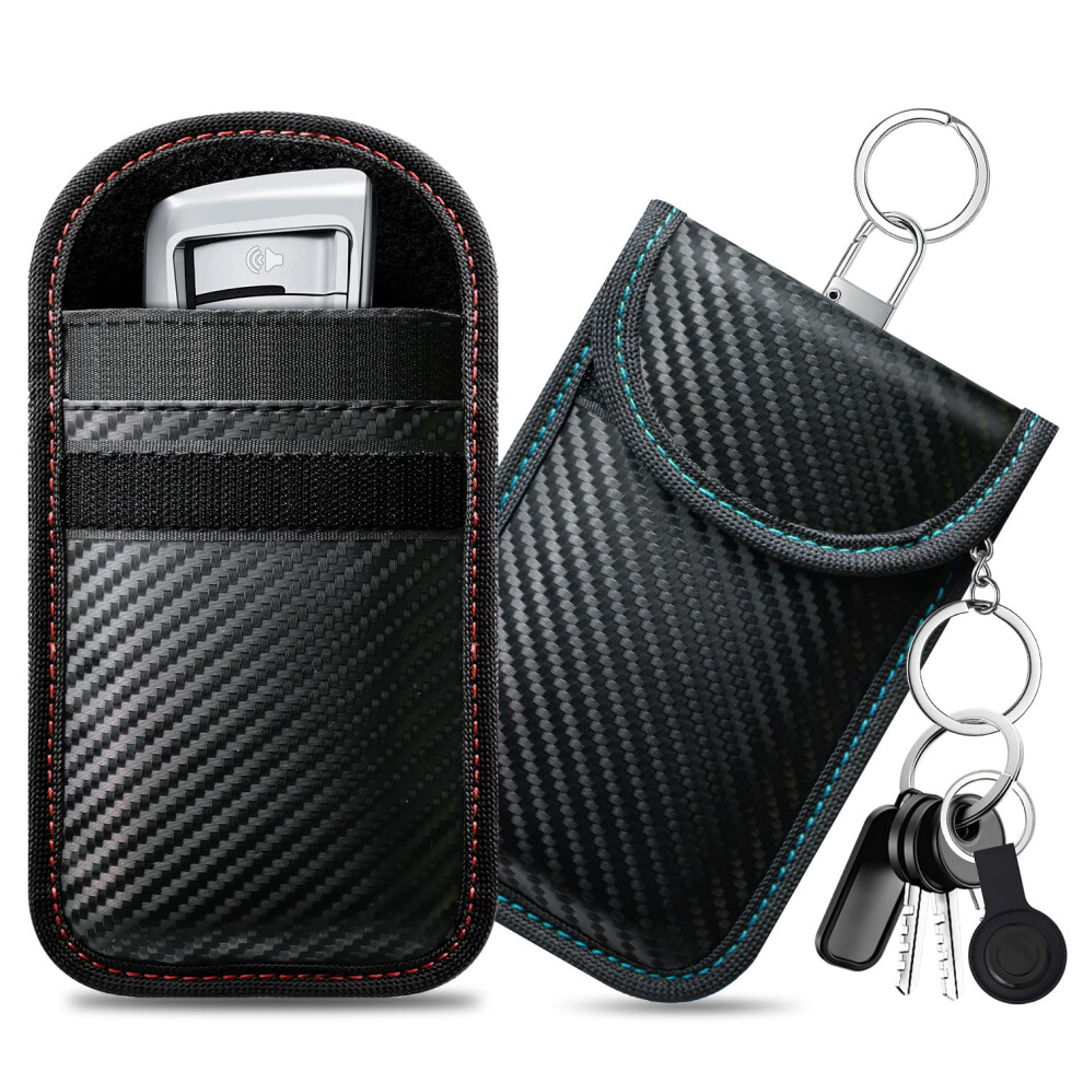 Caslord Faraday Pouch For Car Keys, Pack Of 2 Anti-Theft Rfid Key Fob Protection Bag With 4 Pack Key Rings For Car Security, Keyless Entry Car Keys 5051224107858