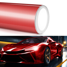 YnGia Carbon Fiber Vinyl Wrap 1ft X 5ft Universal Adhesive Red Gloss Carbon Wrap Tape Roll for Cars Automotive Interior Exterior DIY