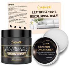 8.8oz Leather Recoloring Balm with 100ml Leather Conditioner ,Dark Gray Leather Repair Kit for Furniture,Leather Repair Cream ,Leather Scratch Repair