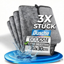 Kemes Microfibre Cloths, Pack of 3, Car Double-Sided with 600 GSM Drying Cloth, Premium Car Cloth for Drying, Absorbent and Stiff-Free Microfibre Car