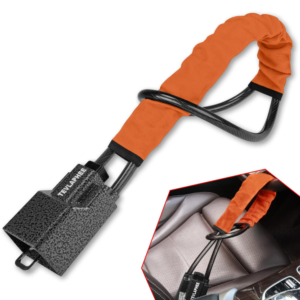 Tevlaphee Upgraded Steering Wheel Lock, Seat Belt Lock, Metal Head, High Visibility Car Lock Anti-Theft Device, Heavy Duty, Universal Fit For Car, 5051226134937