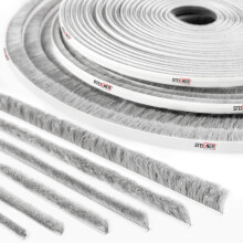 STEIGNER Self-Adhesive Brush Seal 10 m Height 4 mm Gray Dust Seal for Cabinets, Drawers, Sliding Doors Bristle Weather Stripping