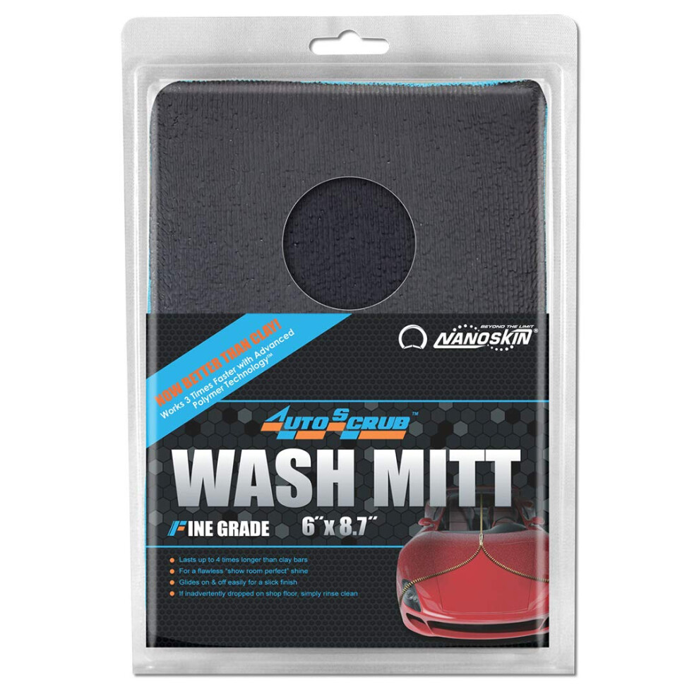 Nanoskin Blue Autoscrub Fine Grade Wash Mitt,Weft Knitted Microfiber [As-016] 6" X 8.7"