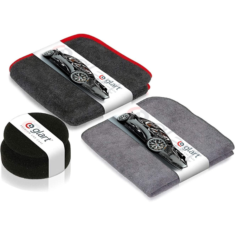 Glart 44Tpp6 3-Piece Car Polishing Kit: Microfibre Cloth, Sponge, Drying Towel. Instead Of Polishing Machine, Anthracite/Black 5051224114153