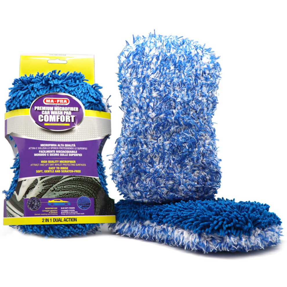 Ma-Fra, Comfort Car Wash Pad, Dual Action Microfibre Cloth, Removes General And Stubborn Dirt, Ideal For Car Body Care 5051224114207