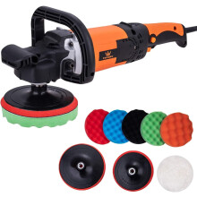 TOPWAY Car Polisher 1450W 150mm 180mm Electric Car Buffer Polishing Waxing Machine with 8PCs Polishing Sponge Wool Set, Variable Stable Speeds, Car