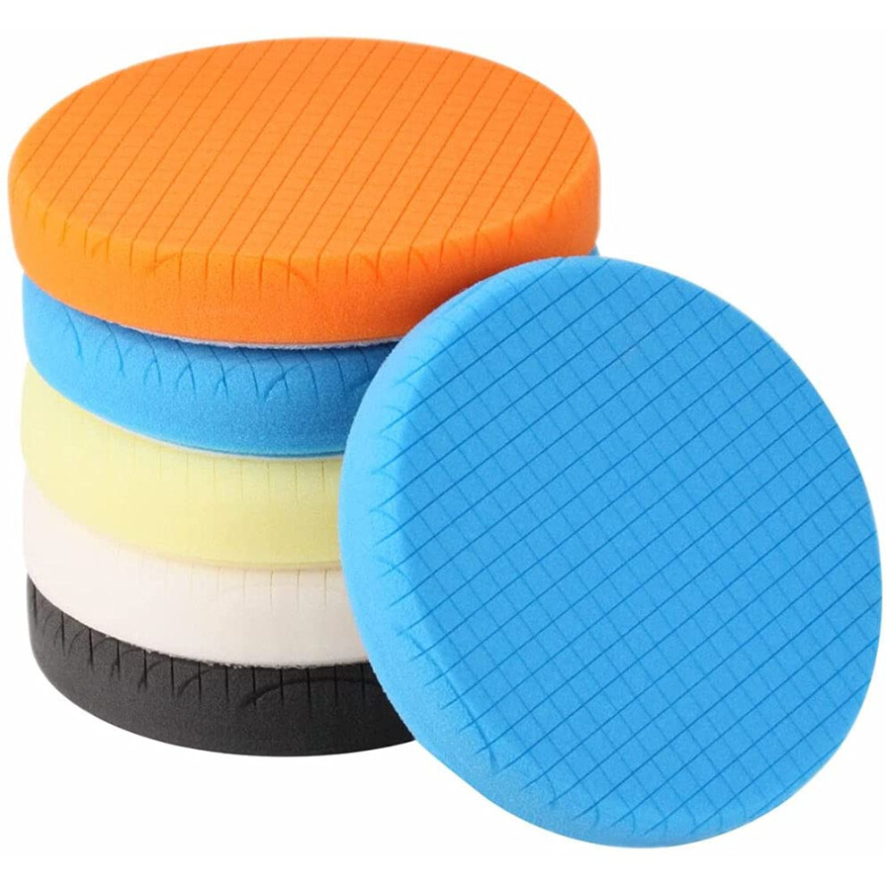 Ancllo 5Pcs 6 Inch Face Backing Plate Compound Buffing Sponge Pads Cutting Polishing Pad Kit For Car Buffer Polisher Compounding, Polishing And Waxing 5051224113309