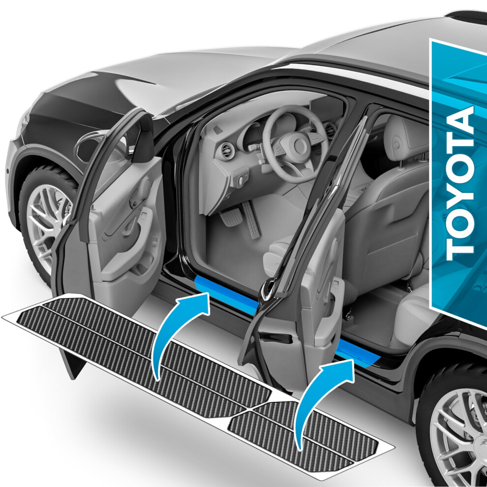 Uprotect Car Door Sill Protectors For Toyota Yaris 4 (Iv) Xp21 I 2020-2025 - Paint Protection Film For Car Kick Plates Panel Covers Carbon 5051226215193