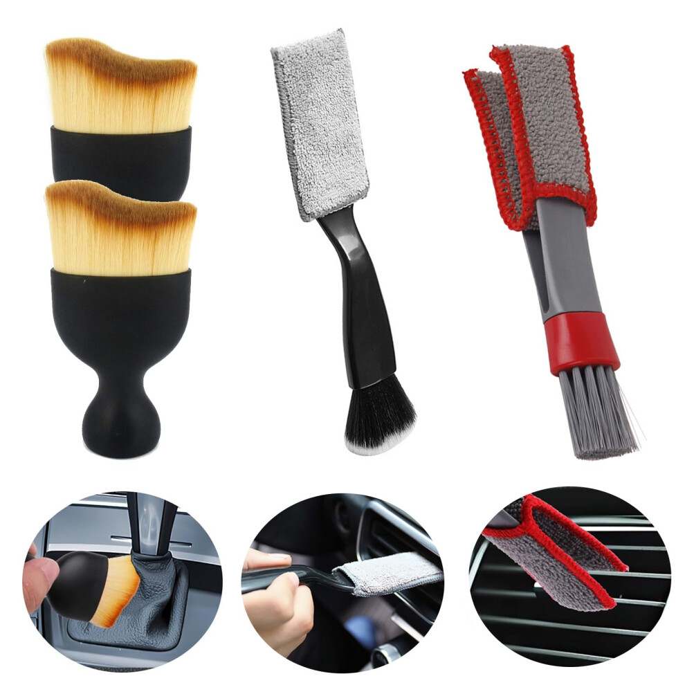 Kasesss 4Pieces Car Detailing Brushes, Car Interior Dust Sweeping Soft Brush, Soft Detailing Brush, Car Interior Brush, Car Interior Cleaning Brush Brown 5051224117536