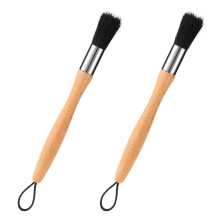 Lyreh 2pcs Auto Parts Cleaning Brushes, Wood Handle Detailing Cleaner Brushes with Lanyard for Cleaning Automotive Engine Car Motors Machinery