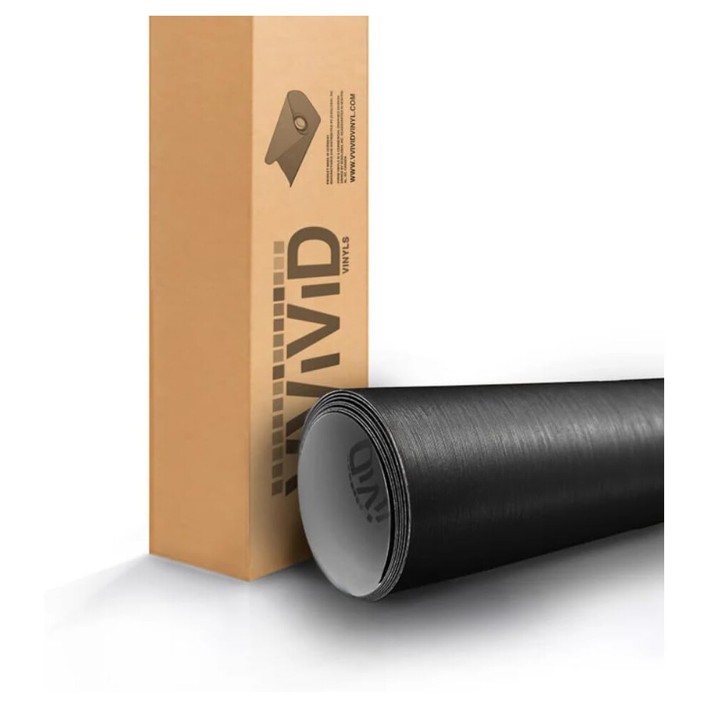 Vvivid Brushed Steel Premium+ Series Lengthwise Brushed Texture 30Cm X 152Cm (1Ft X 5Ft) Black 5051224115655