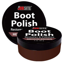 JobSite Premium Leather Boot & Shoe Polish Cream - Restores, Conditions & Polishes - Medium Brown - 85 g