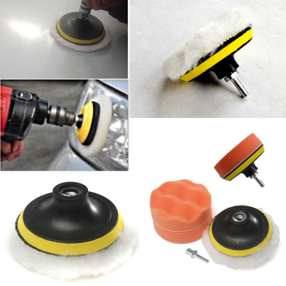 Konamo 4'' Gross Polish Polishing Buffer Pad Sponge Kit Set Drill Adapter Car Polisher 5051224119219