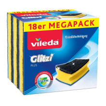 Vileda Glitzi Plus Lot de 18 ?ponges vaisselle ultra-absorbantes, avec effet antibact?rien
