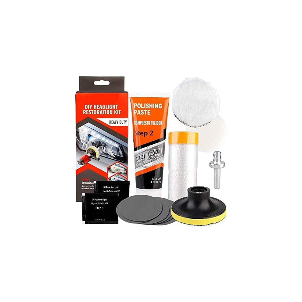 Belupai Car Headlight Restoration Kit, Diy Headlamp Brightener Car Care Repair Kit, Headlight Polishing Restorer, Suitable For Cars Bikes Motorcycles 5051224123544